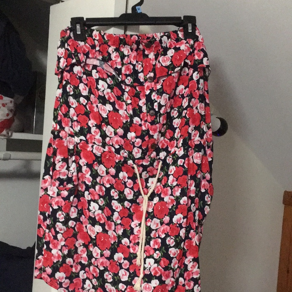 Papaya L floral strapless dress with pockets